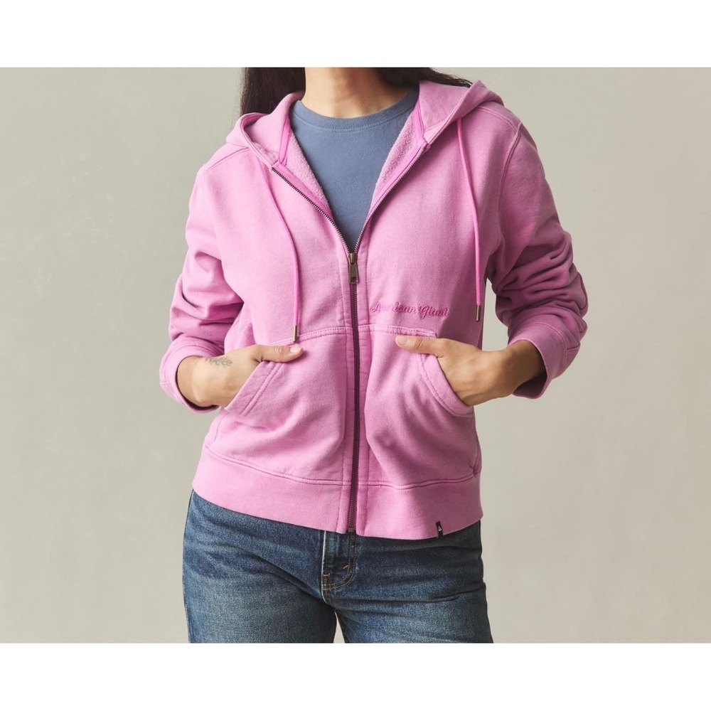 NEW American Giant Womens Vintage Wash Relaxed Classic‎ Zip Up 2.0 XS Pink